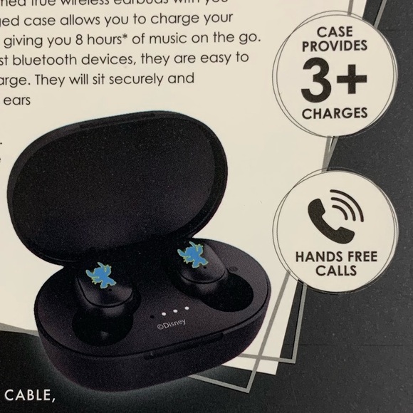 Disney Lilo & Stitch True Wireless Earbuds & Portable Charging Case-New in Box - Picture 9 of 10
